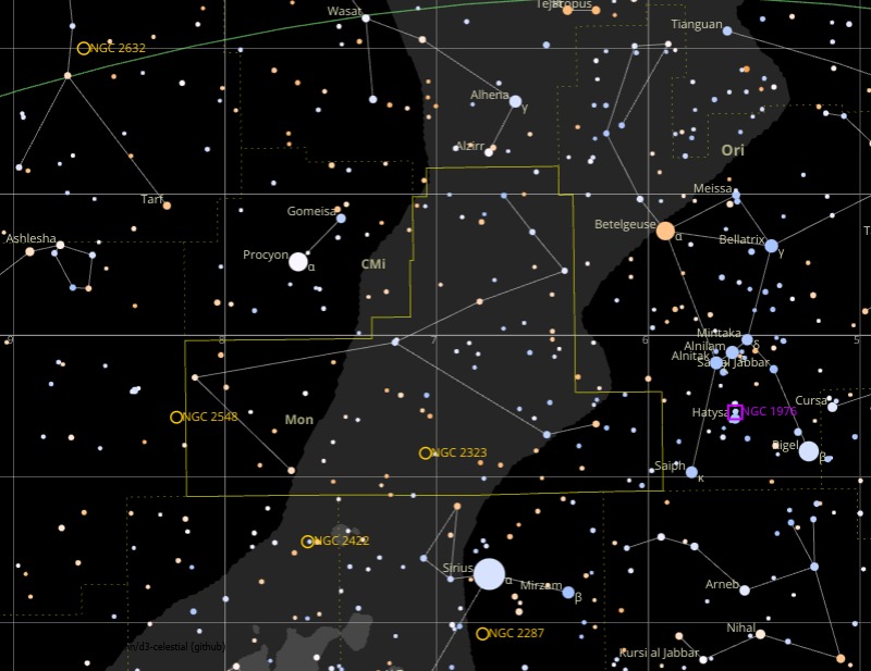 Mapa estelar para NGC2264