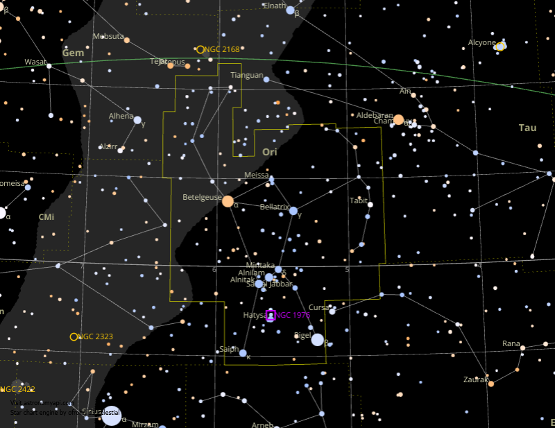 Mapa estelar para IC434